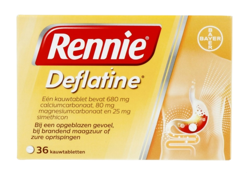 Rennie Deflatine kauwtabletten bij opgeblazen gevoel of winderigheid