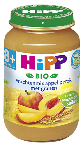Hipp 8M+ Vruchtenmix Appel Perzik En Granen