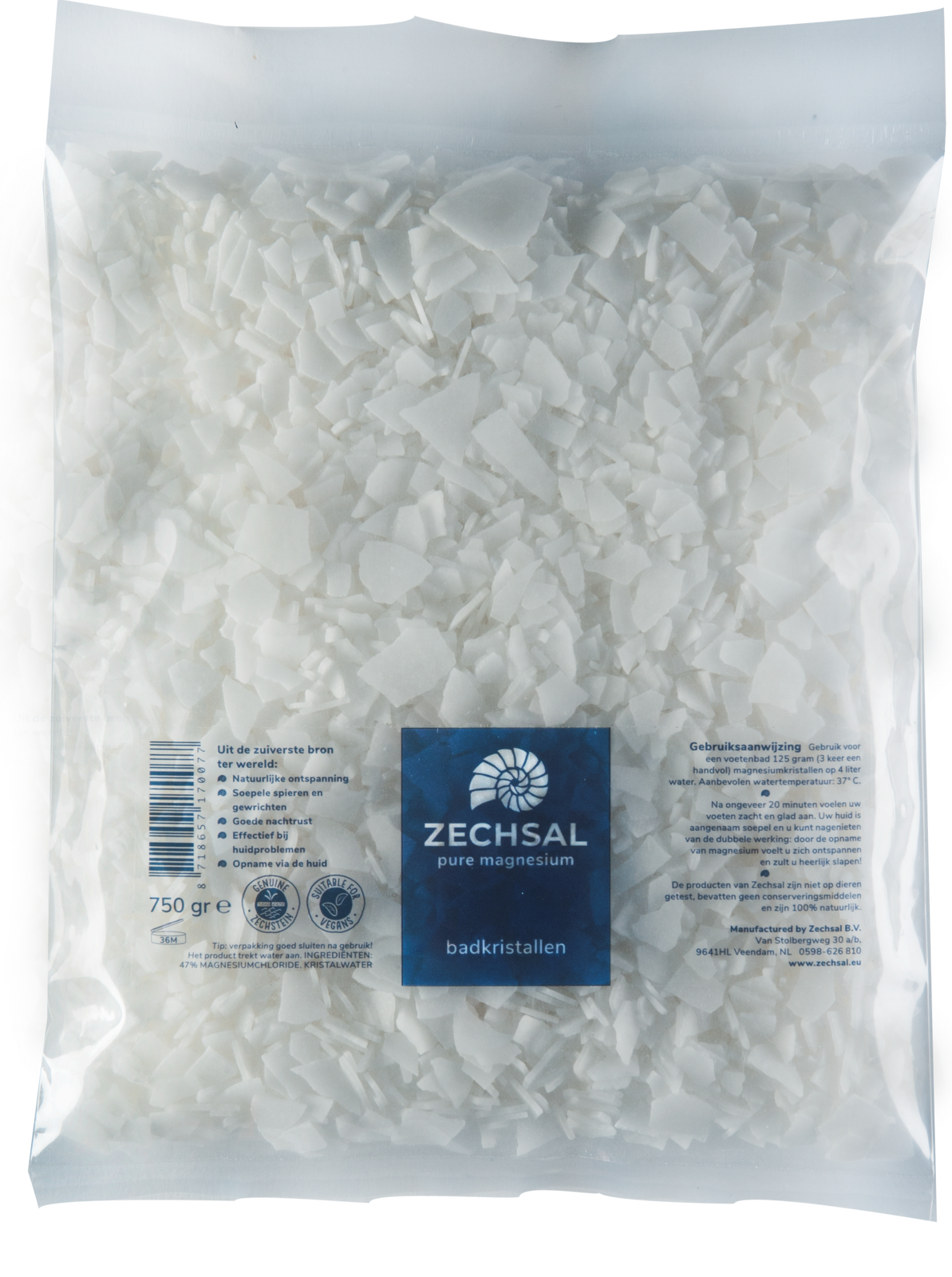 Zechsal Pure Magnesium Badkristallen Navulzak 750gr