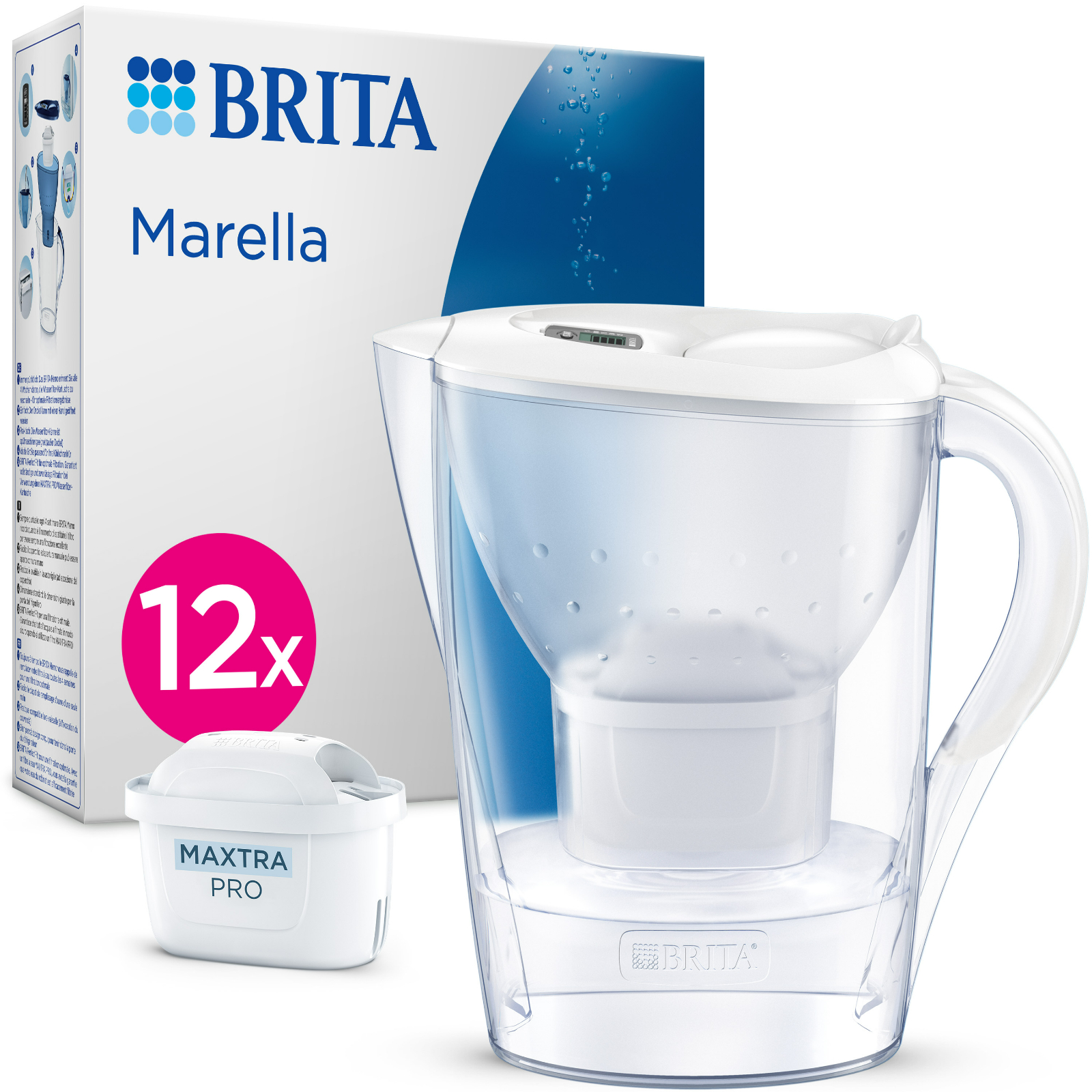 Brita Marella Waterfilterkan Wit + 12 Maxtra Filterpatronen