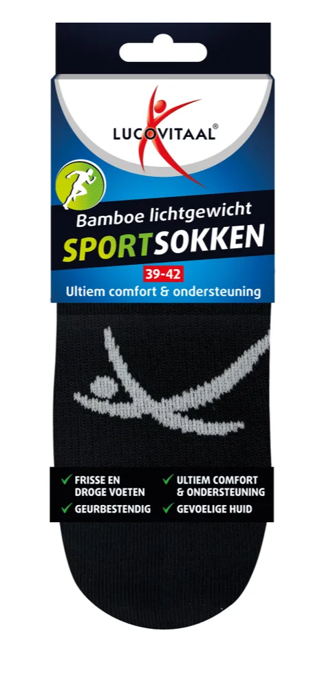 Lucovitaal Sportsokken Bamboe Zwart 39-42