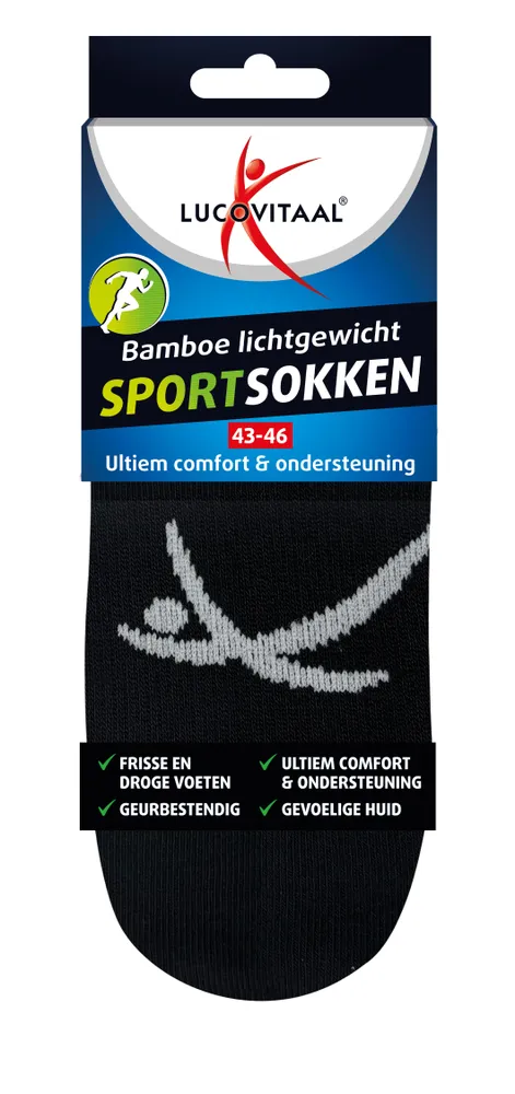 Lucovitaal Bamboe Sportsokken Zwart 43-46