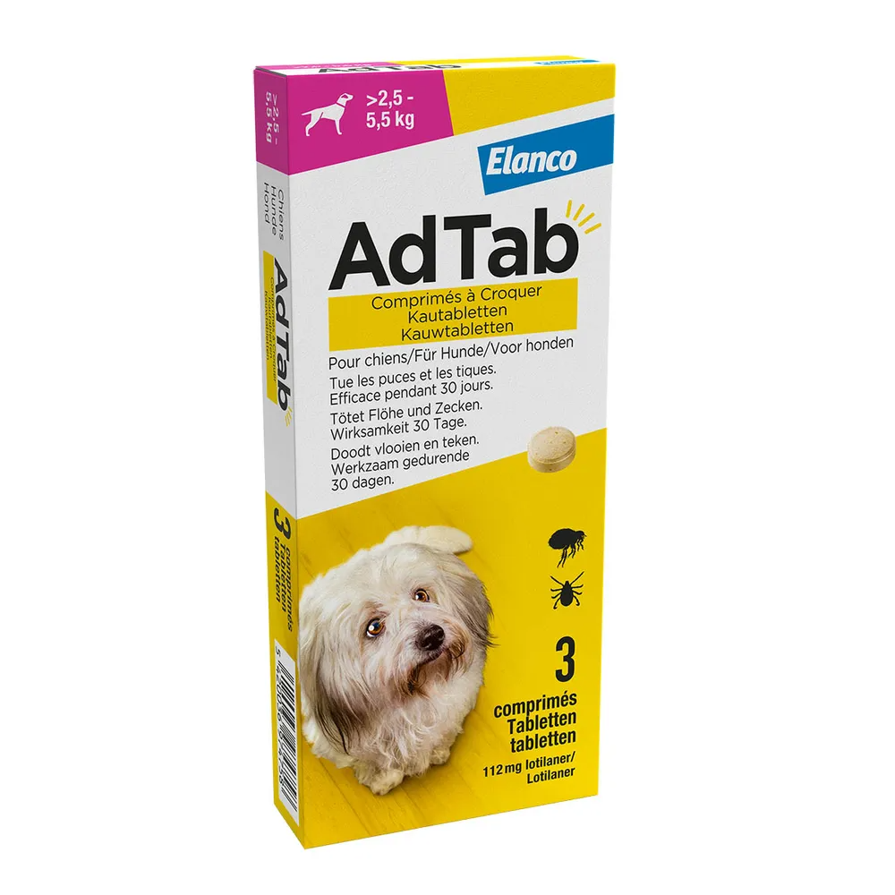 Advantage AdTab Hond 2,5 - 5,5 kg Kauwtabletten