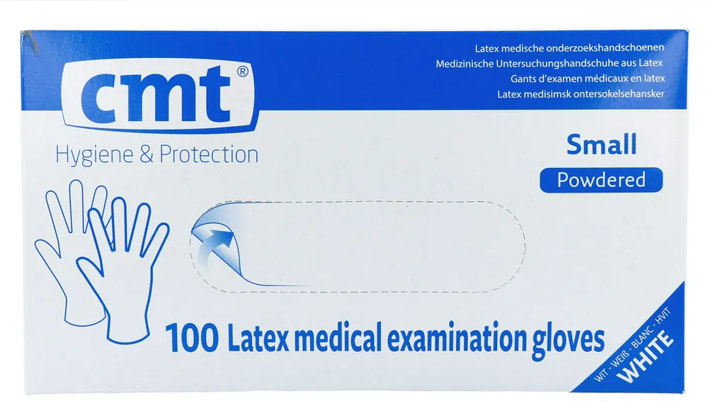 CMT Handschoenen Latex Gepoederd Naturel Small