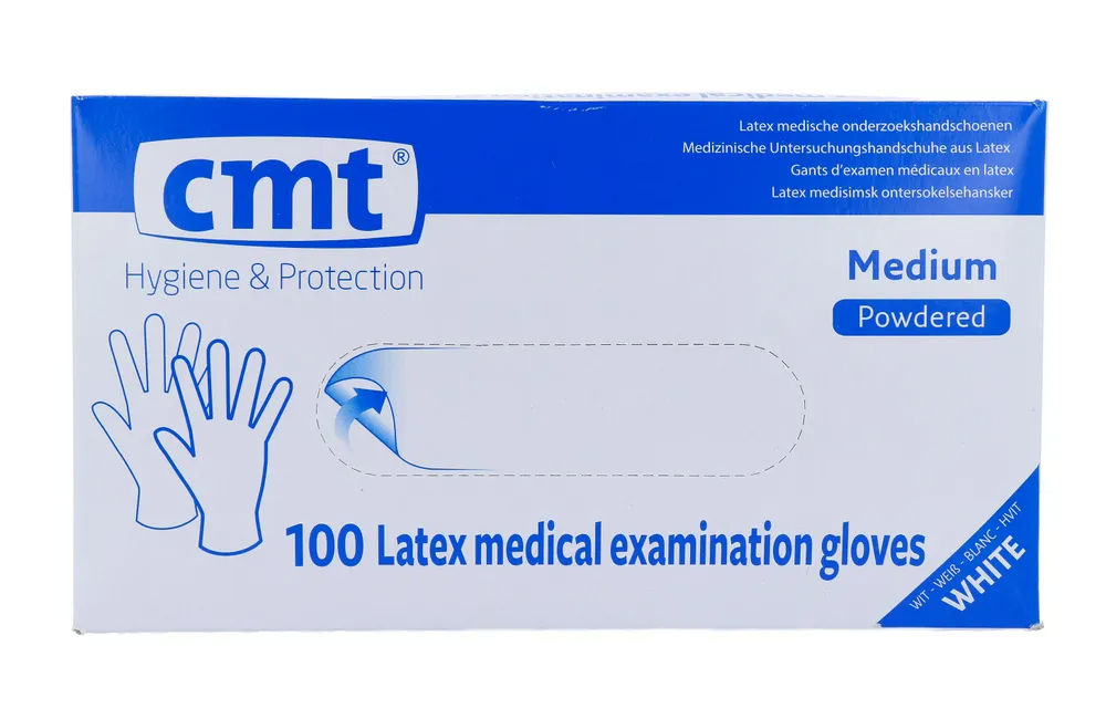 CMT Handschoenen Latex Gepoederd Naturel Medium