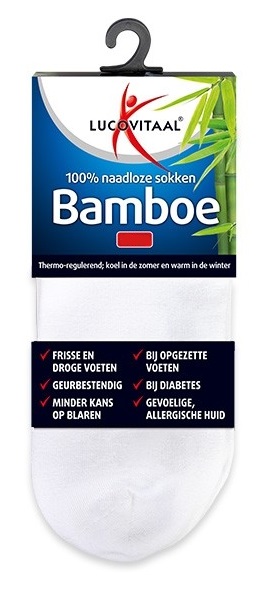 Lucovitaal Bamboe Enkelsokken Wit 39-42