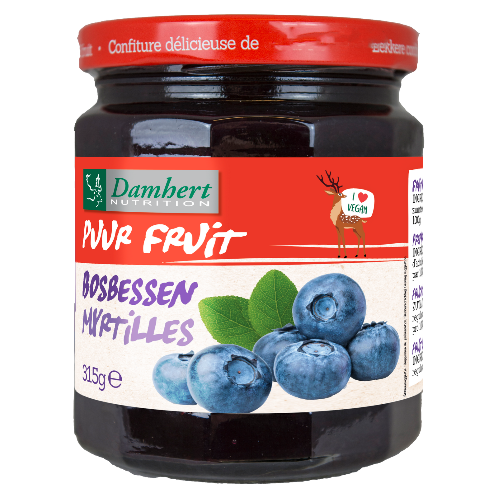 Damhert Puur Fruit Confituur Bosbessen