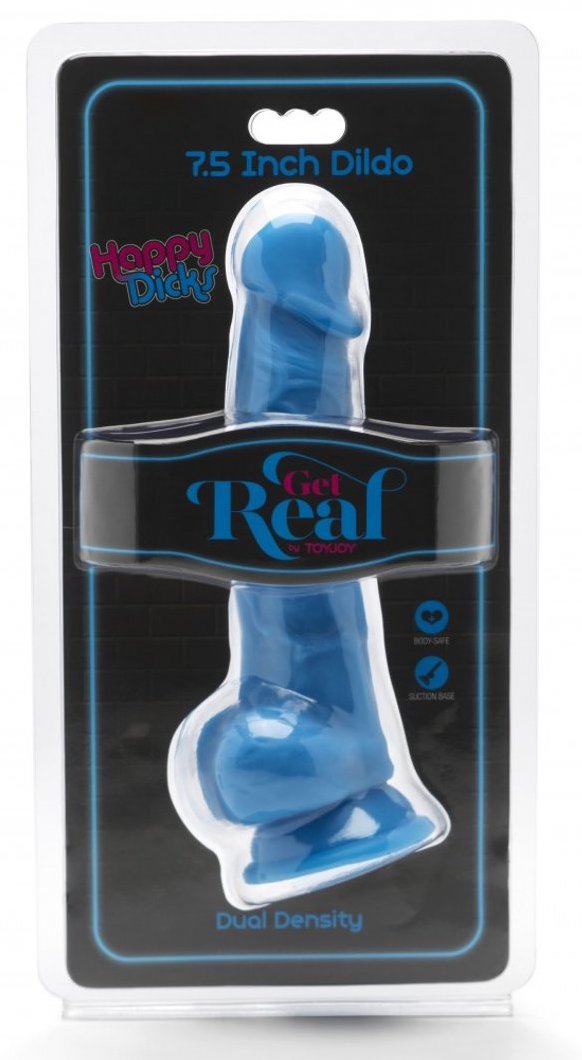 Toyjoy Get Real Zuignap Dildo met Balzak Blauw