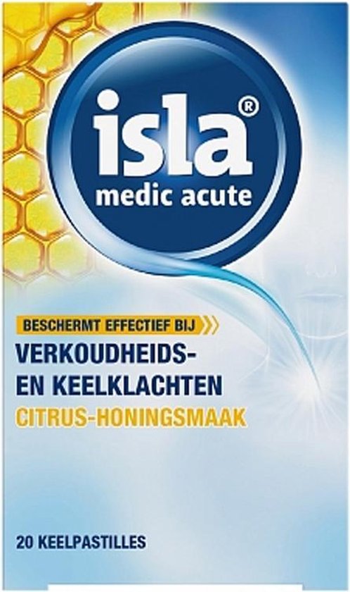 Isla Medic Acute Citrus Honing Keelpastilles - bij verkoudheids- en keelklachten
