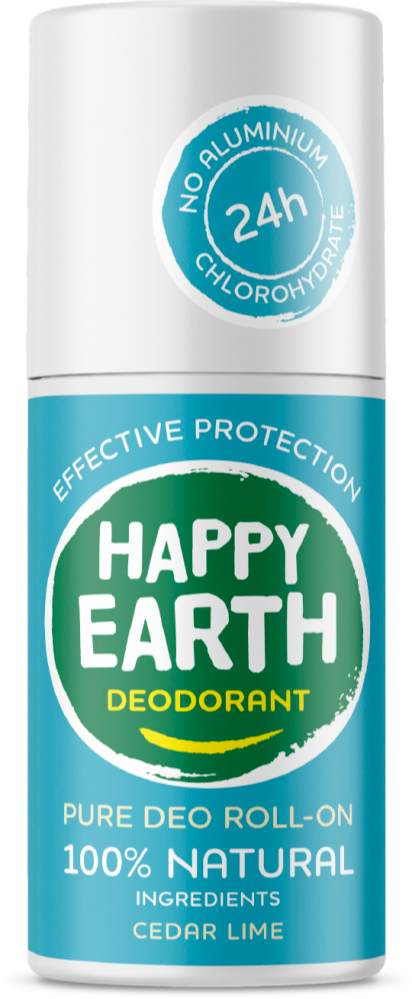 Happy Earth 100% Natural Deo Roll-On Cedar Lime