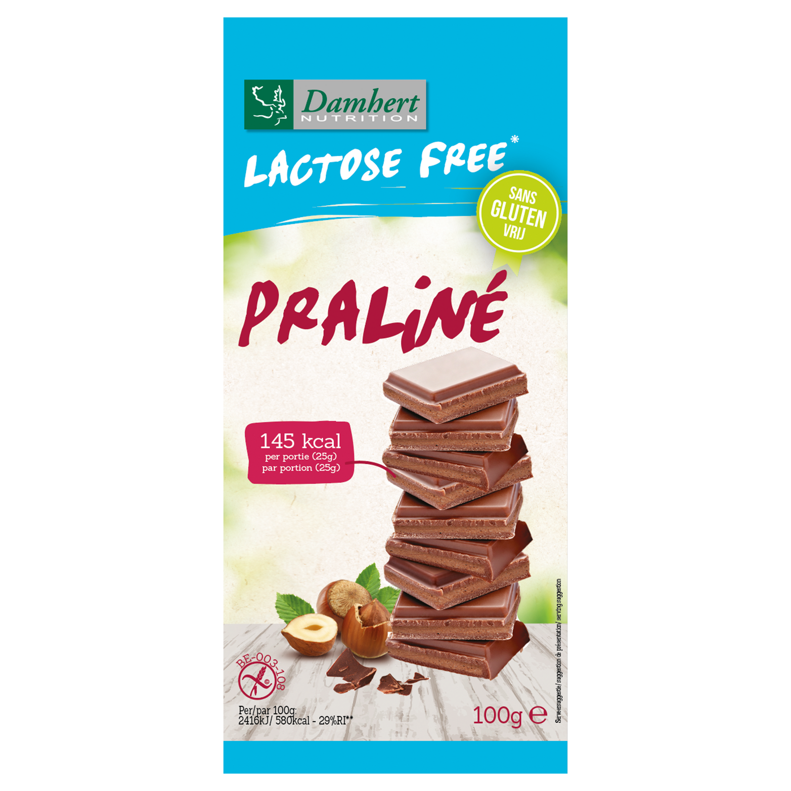 Damhert Lactose Free Chocoladetablet Praline