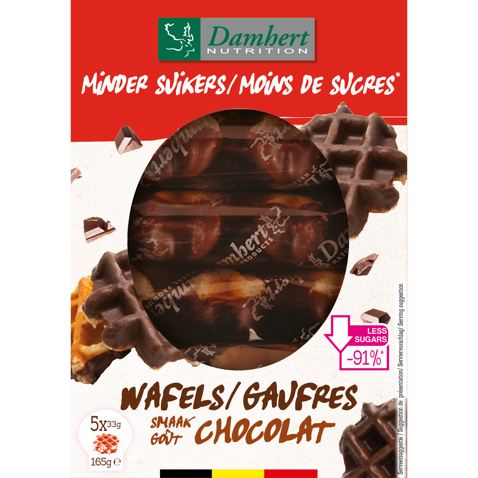 Damhert Minder Suikers Wafels Chocoladesmaak