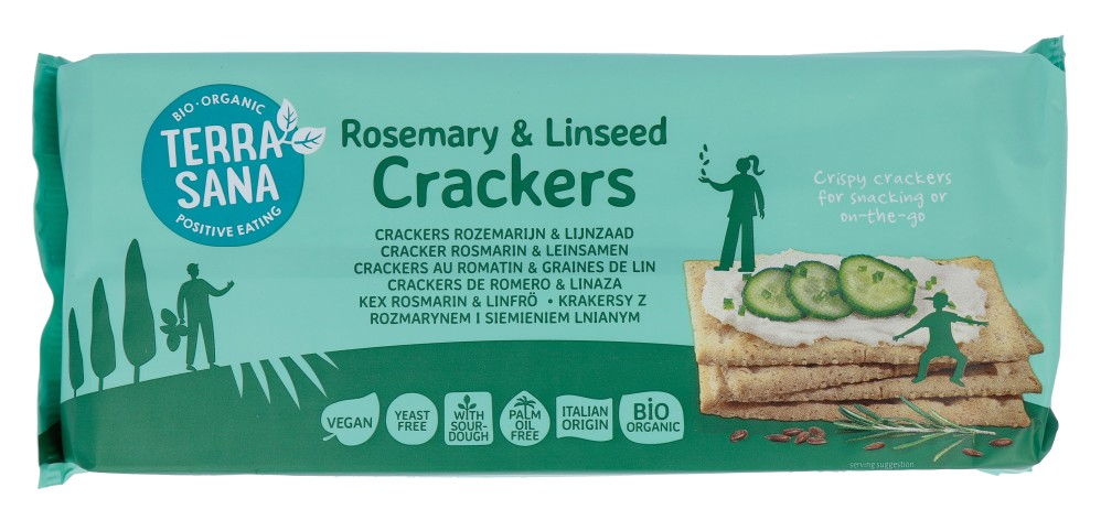 TerraSana Crackers Rozemarijn & Lijnzaad Crackers