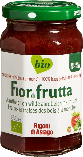 Fiordifrutta Jam Aardbeien en Wilde Aarbeien met Munt