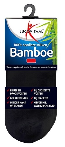 Lucovitaal Bamboe Enkelsokken Zwart 35-38