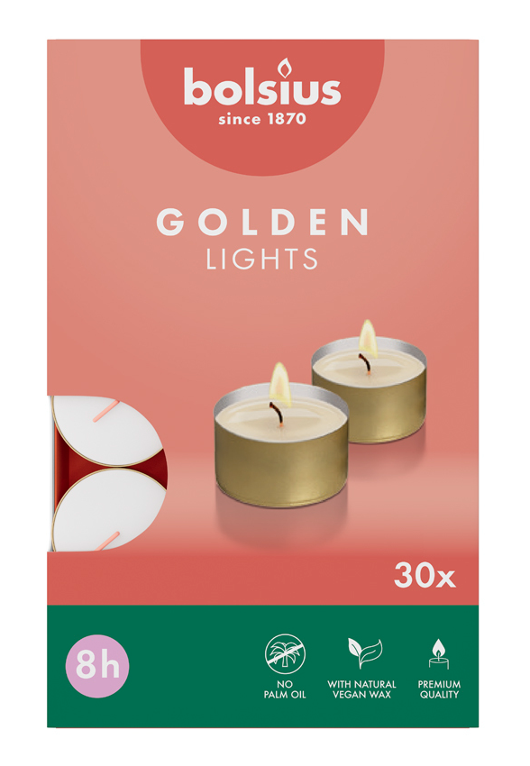Bolsius Theelicht Golden Lights Wit 8 Uur