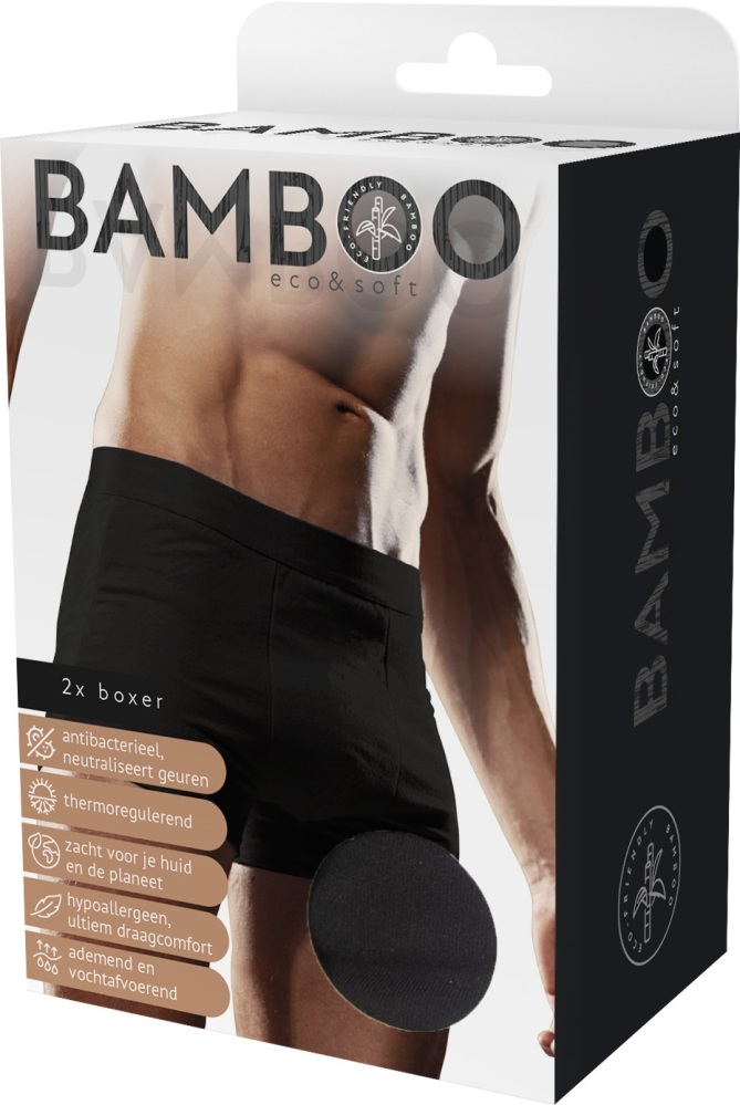Naproz Bamboo Men's Original Boxer Zwart 2-Pack S