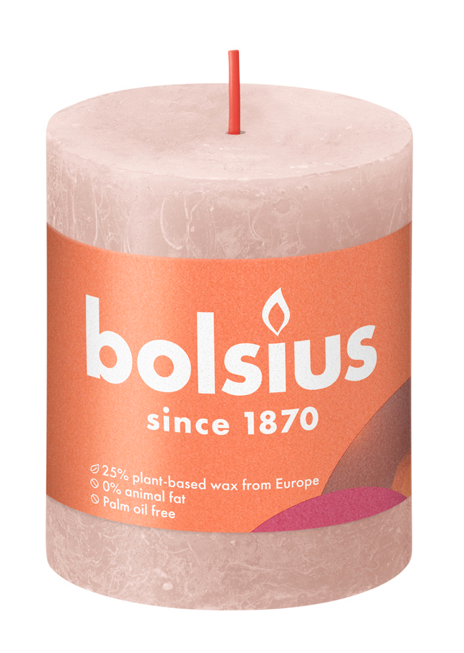 Bolsius Rustiek Stompkaars Misty Pink  80/68