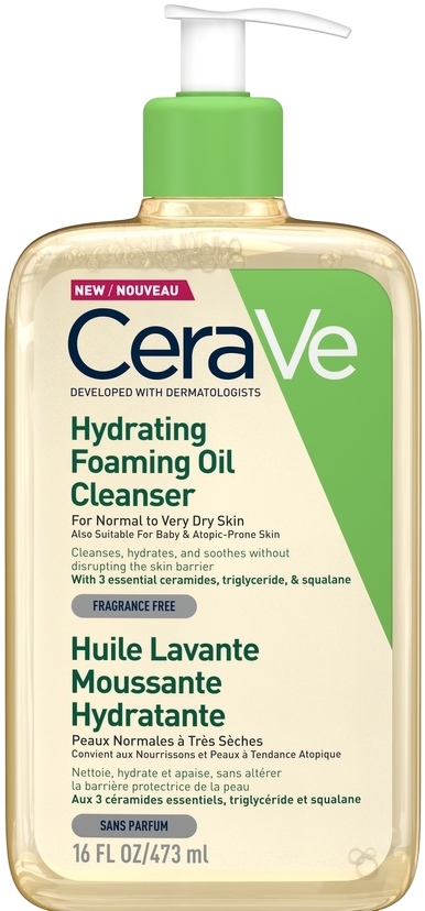 CeraVe Hydrating Foaming Oil Cleanser - voor normale tot (zeer) droge huid - voor gezicht en lichaam