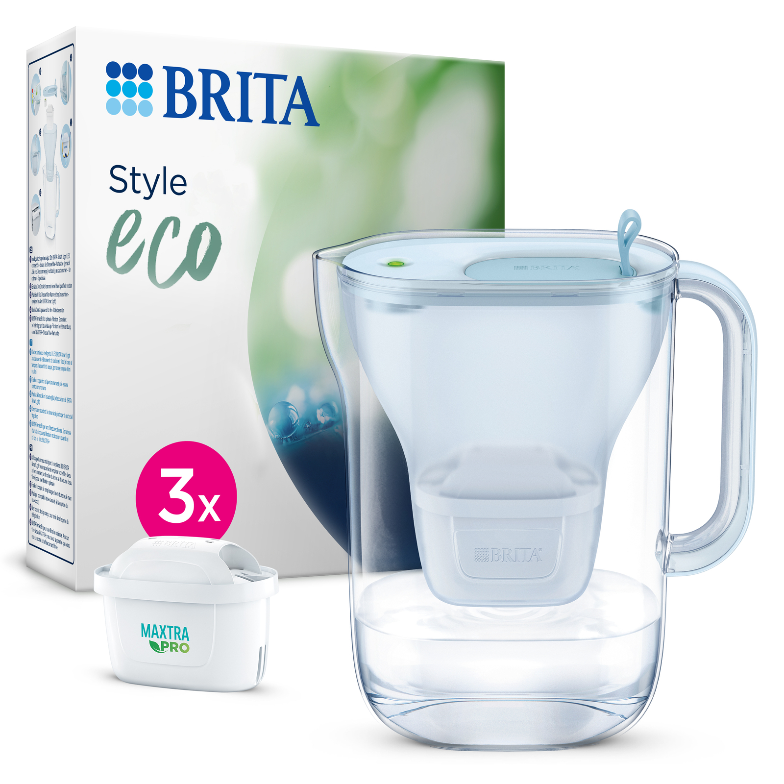 Brita Style Eco Waterfilterkan Blauw + 3 Maxtra Filterpatronen