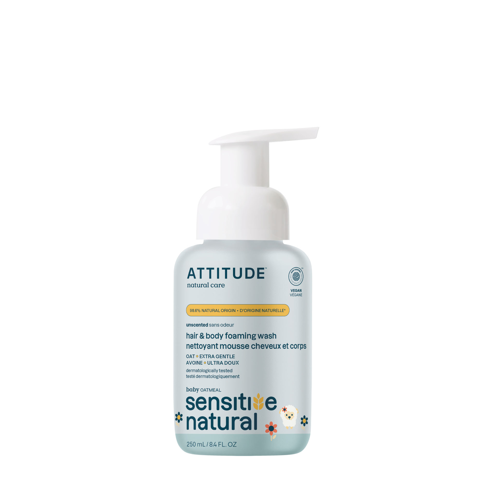 Attitude Oatmeal Sensitive Natural Baby Care Hair & Body Natural Foaming Wash