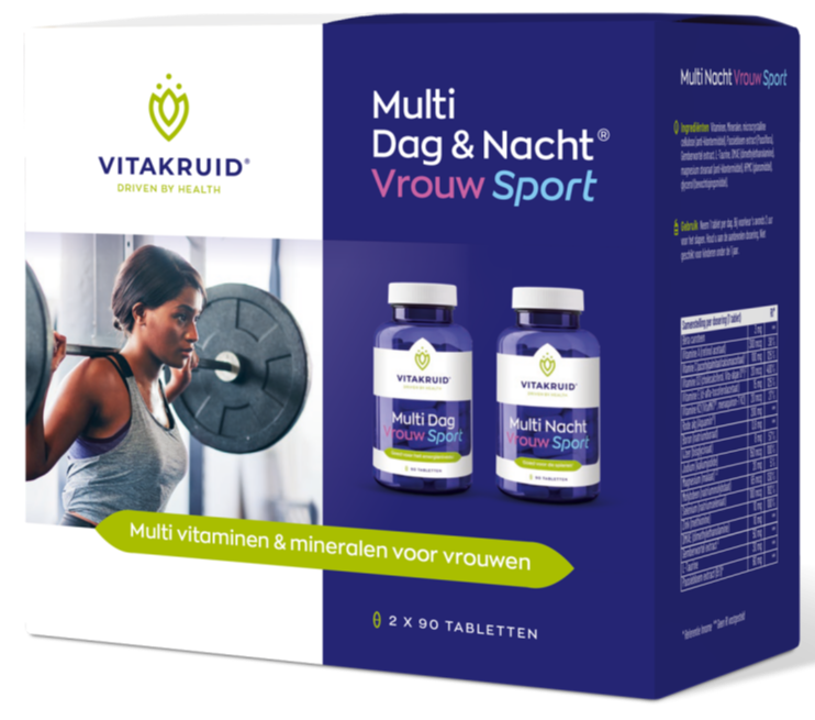 Vitakruid Multi Dag & Nacht Vrouw Sport  100% Vegan 2 x 90