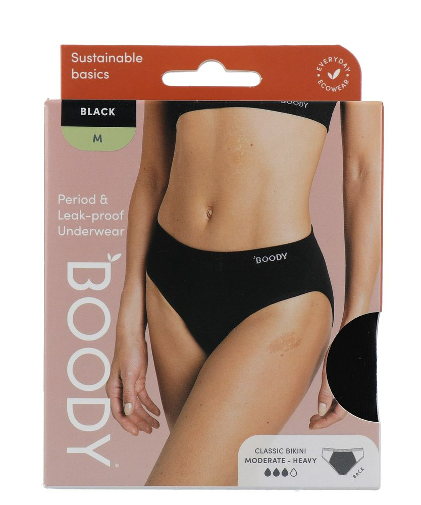 Boody Menstruatieondergoed Bikinislip Zwart Normaal/Hevig Maat M