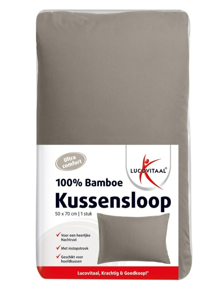 Lucovitaal Kussensloop Bamboe Taupe 50x70cm