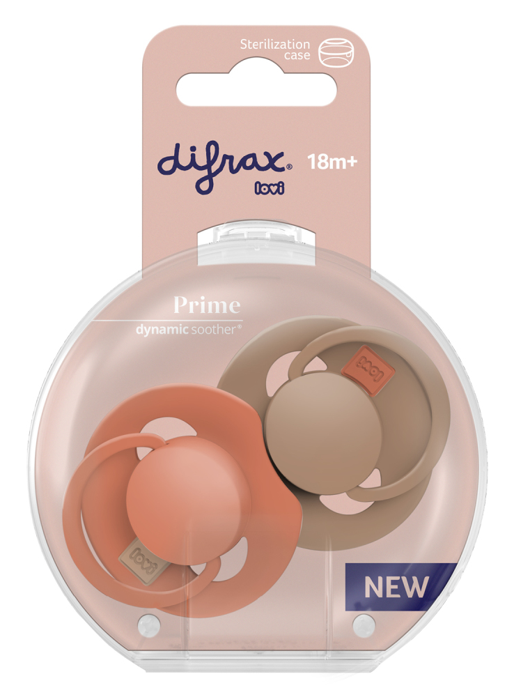 Difrax LOVI Prime Pacifier 18+ Months - Granola/Orange