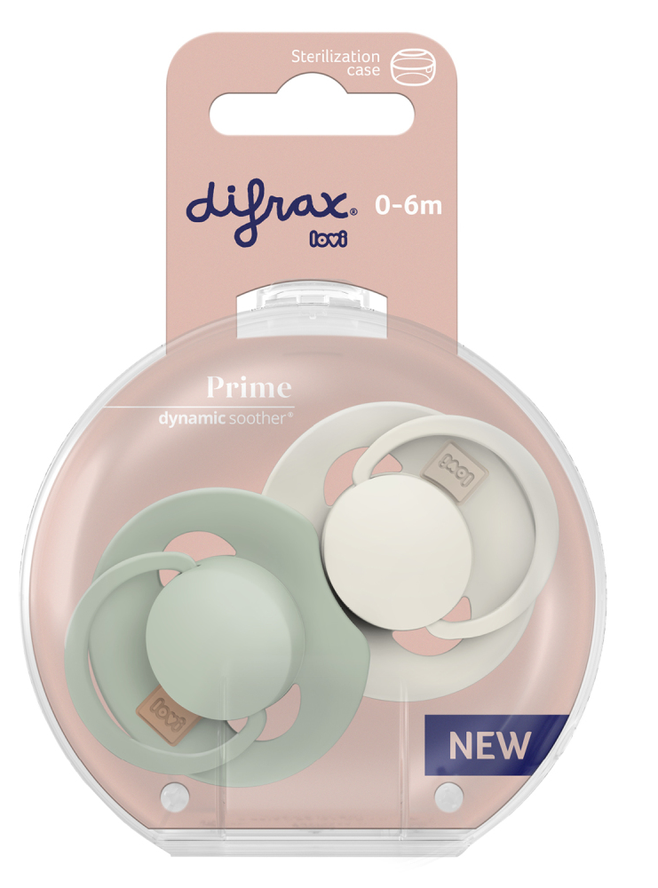Difrax LOVI Prime Pacifier 0-6 Months - Coconut/Pistachio