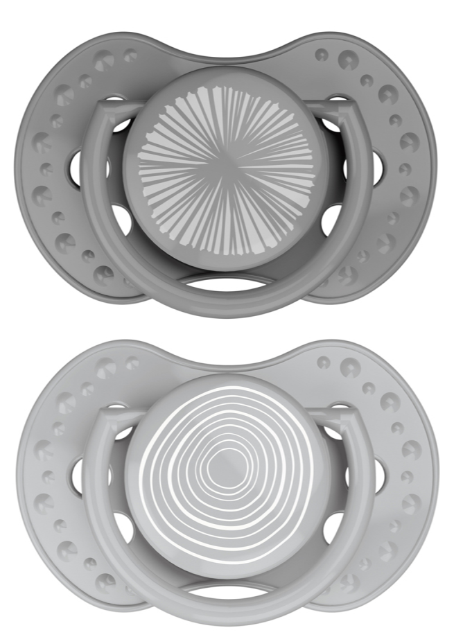 Difrax LOVI Dynamic Pacifier 6-18 Months Harmony Dark Grey Light Grey - Fopspeen