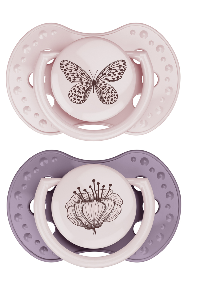 Difrax LOVI Dynamic Pacifier 0-3 Months Botanic Pink Purple - Fopspeen