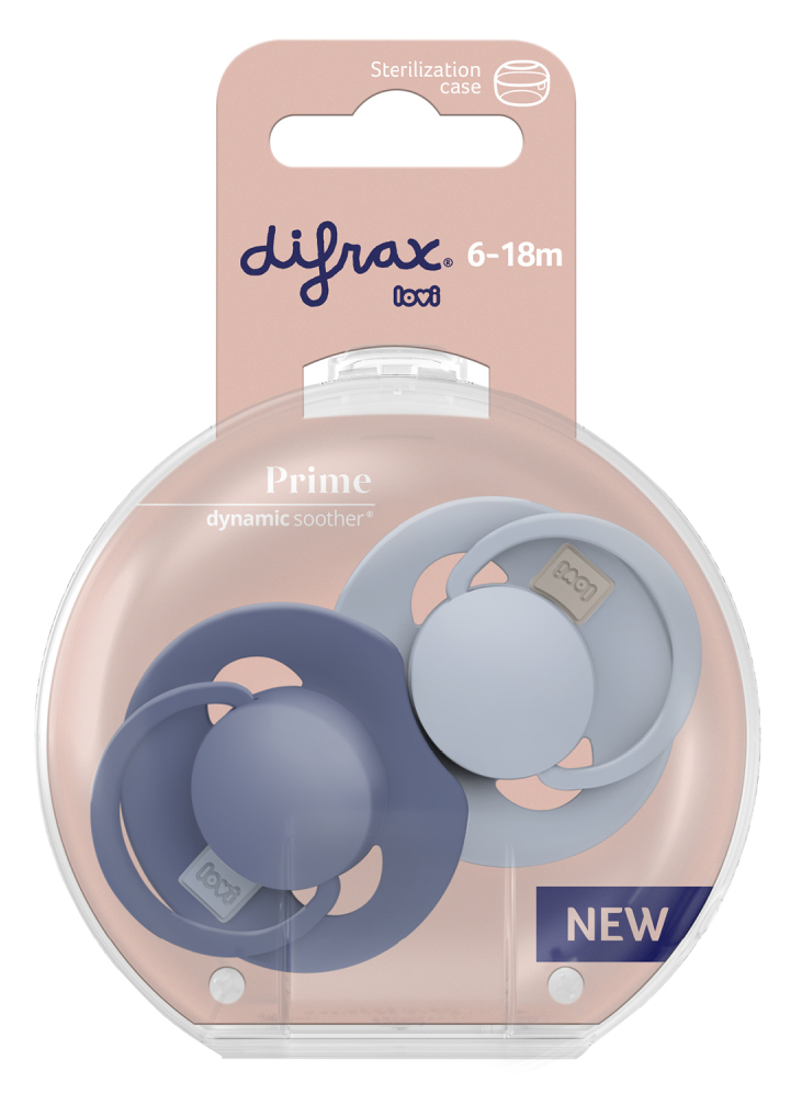 Difrax LOVI Prime Pacifier 6-18 Months - Blue