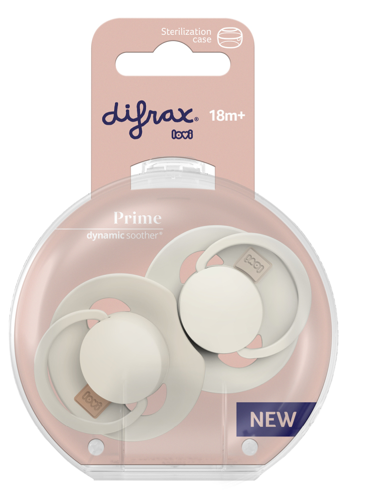 Difrax LOVI Prime Pacifier 18+ Months - Coconut/Ivory