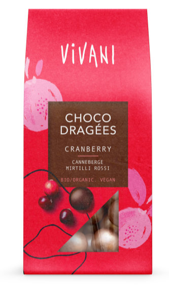 Vivani Choco Dragées Cranberry
