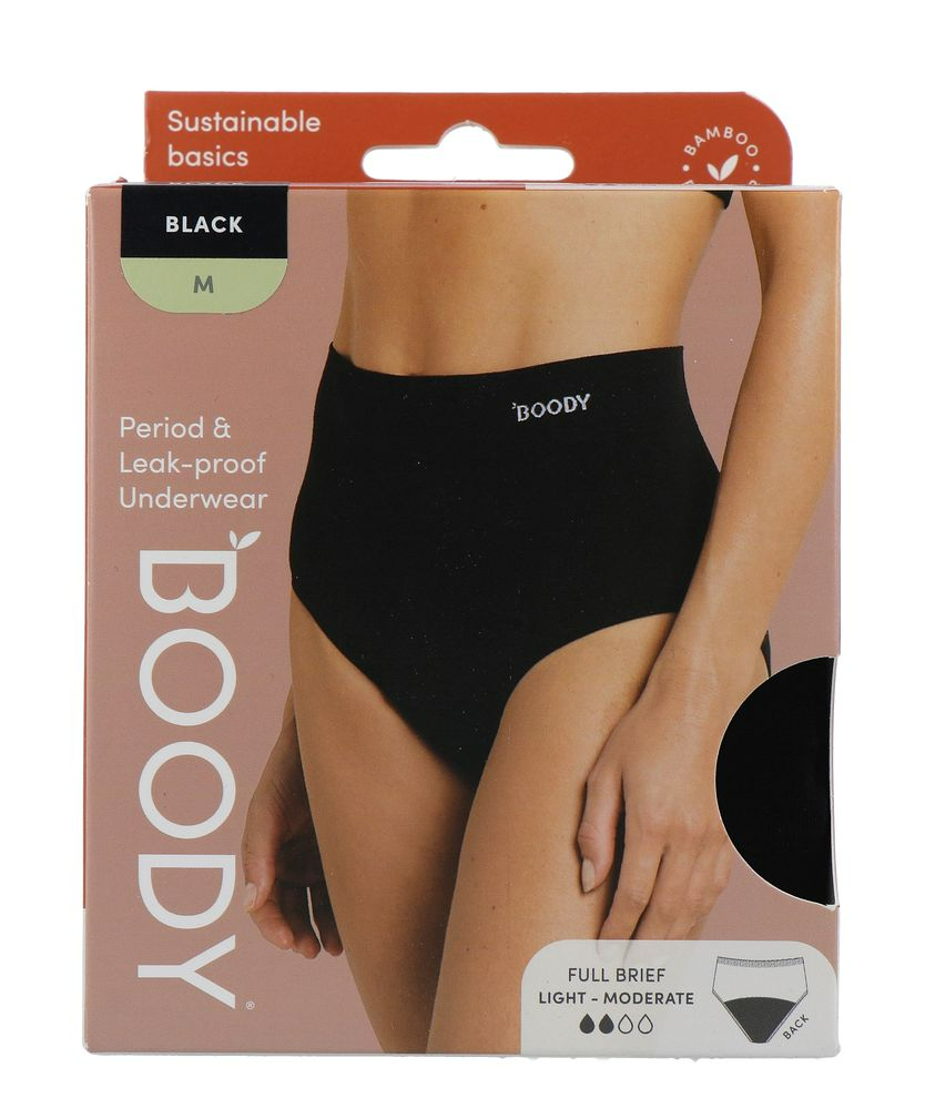Boody Menstruatieondergoed Tailleslip Zwart Licht/Normaal Maat M