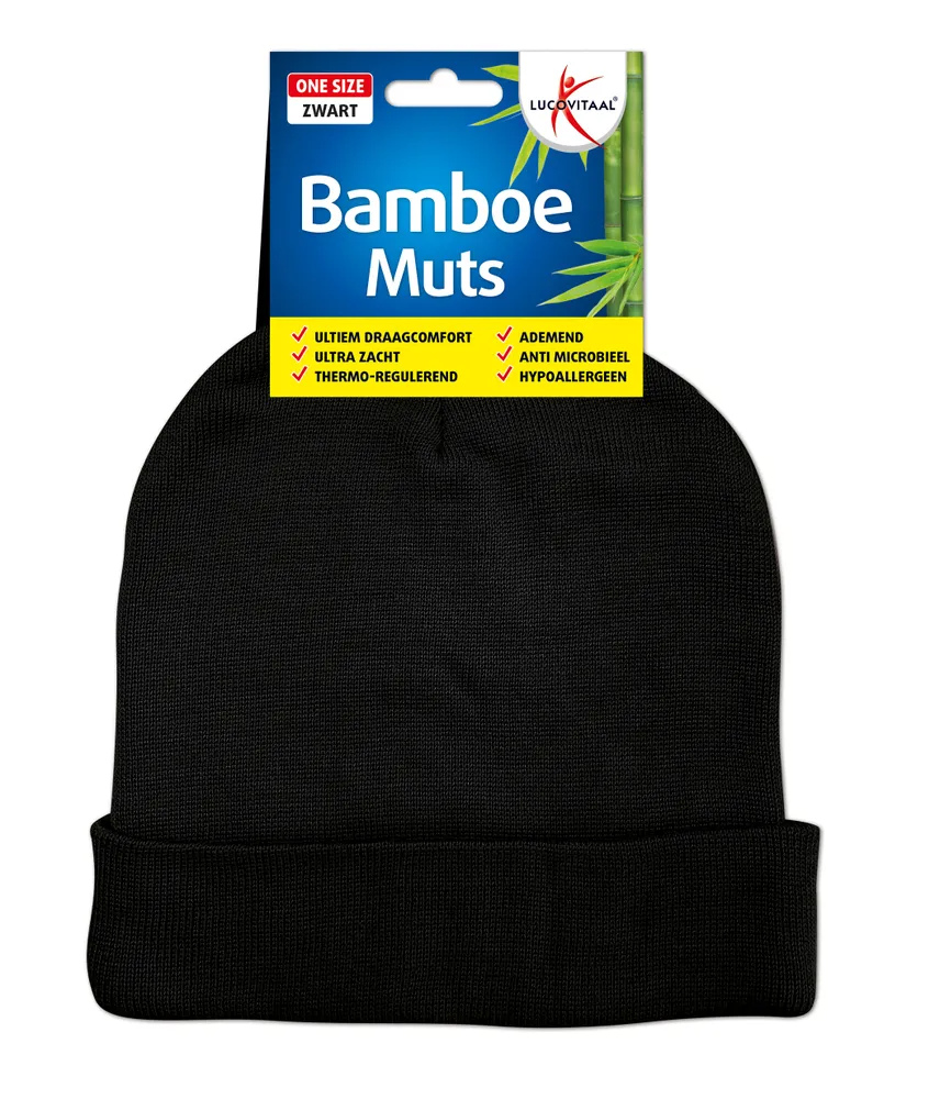 Lucovitaal Bamboe Muts Zwart