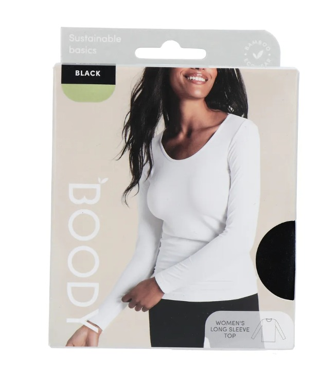 Boody Damestop Lange Mouw Zwart S