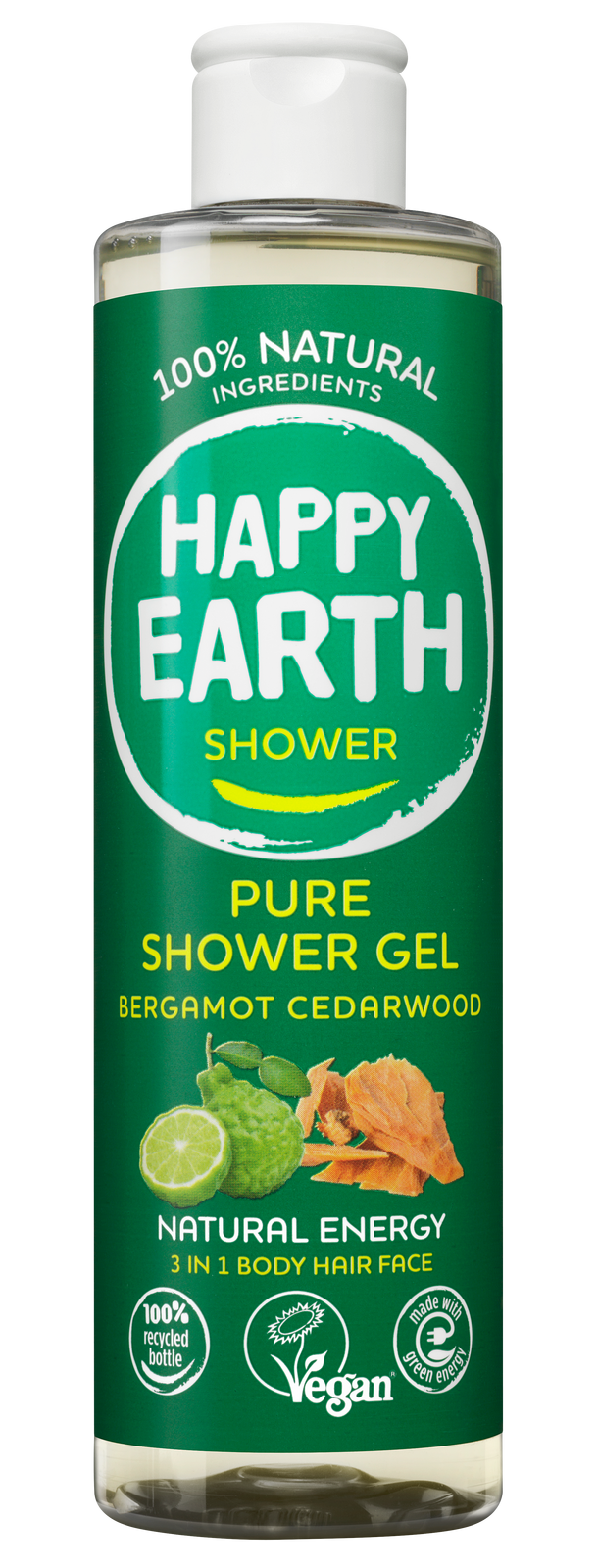 Happy Earth Pure Shower Gel Bergamot Cedarwood