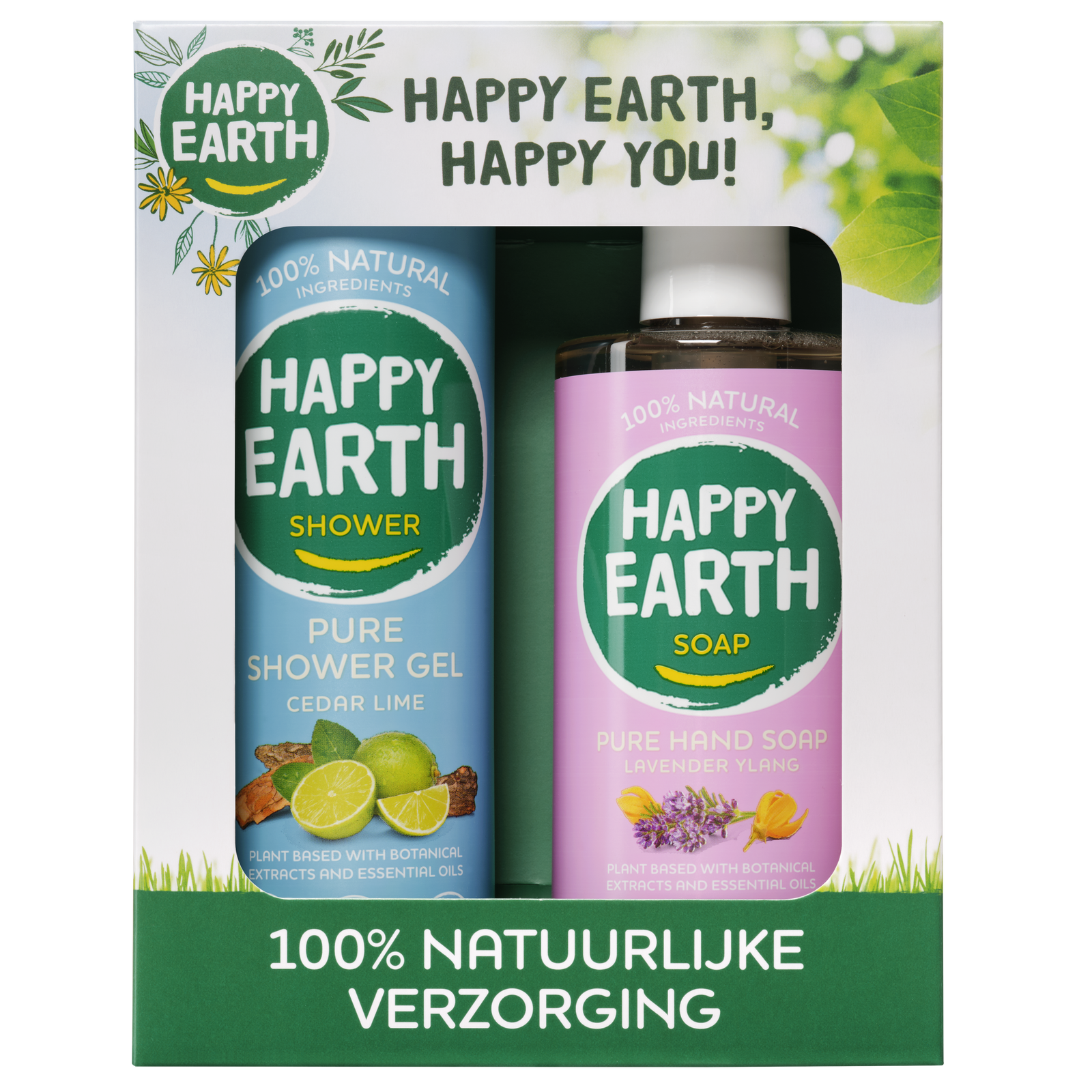 Happy Earth Giftset Cedar Lime Showergel & Lavender Ylang Handsoap