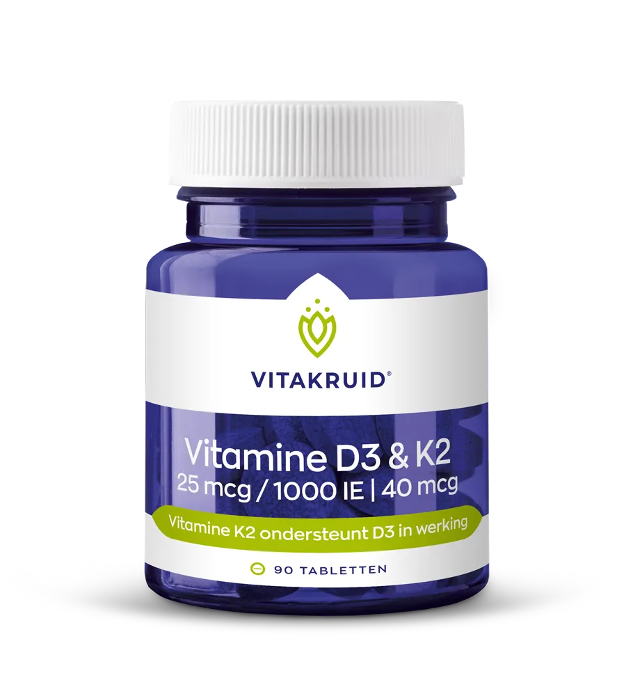 Vitakruid Vitamine D3 & K2 25mcg/1000IE/40mcg Tabletten
