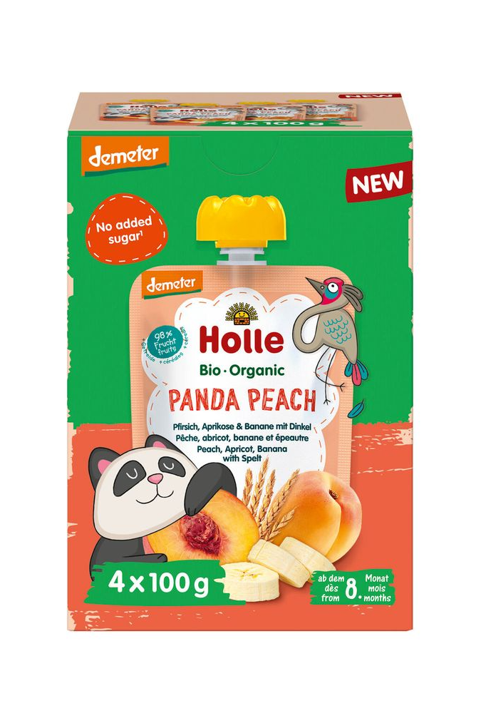 Holle Knijpfruit Panda Peach Multipack Bio