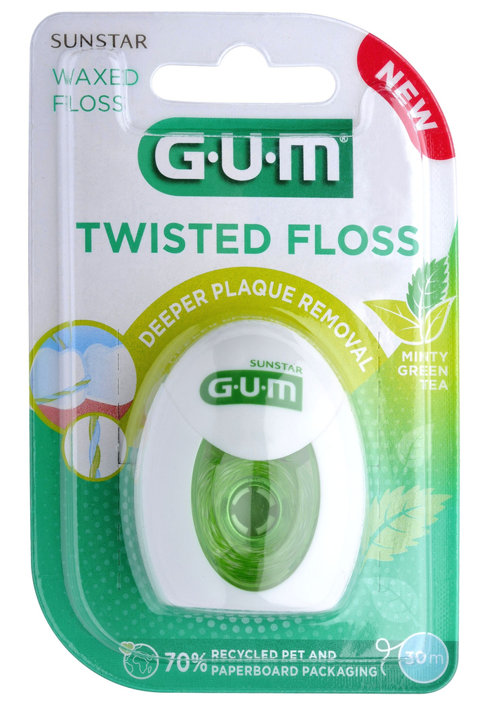 GUM Twisted Floss Minty Green Tea