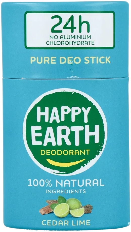 Happy Earth 100% Natural Pure Deo Stick Cedar Lime