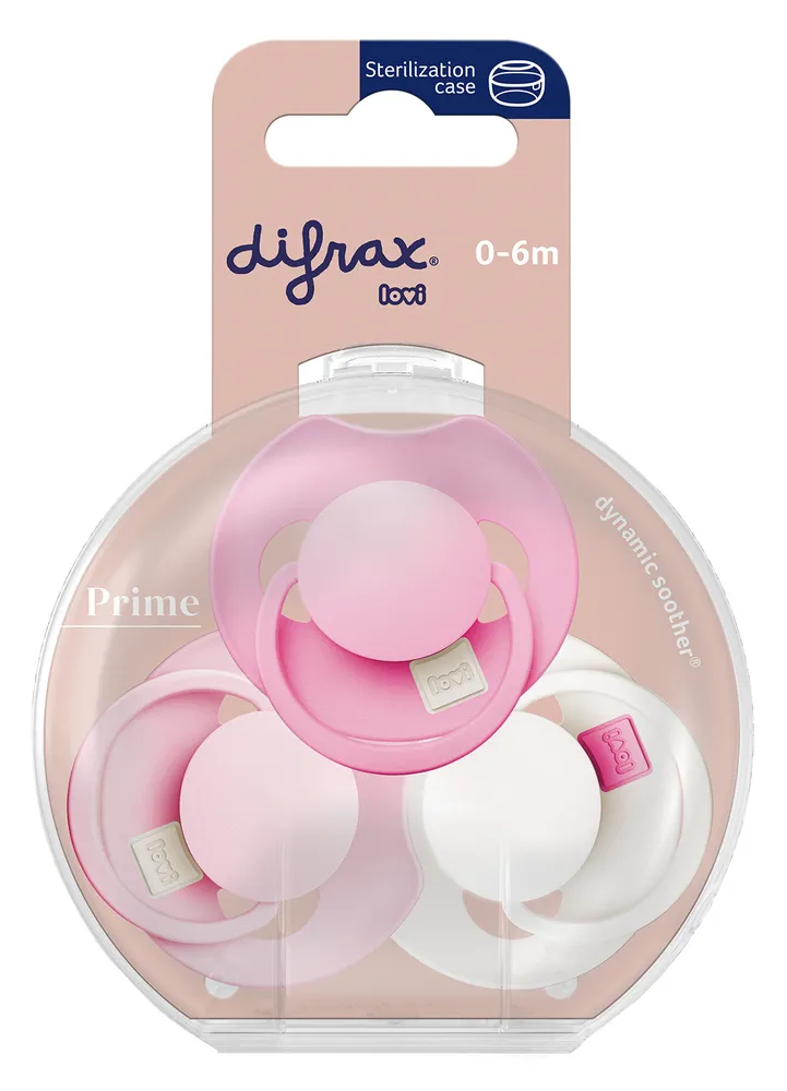 Difrax Lovi Prime Pink Fopspenen 0-6M