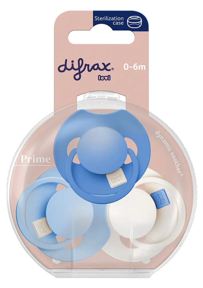 Difrax Lovi Prime Blue Fopspenen 0-6M