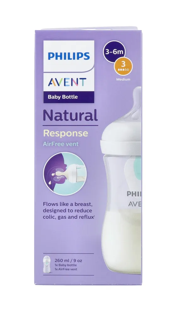 Avent Natural Response Babyfles Airfree 3-6 Maanden 260ml