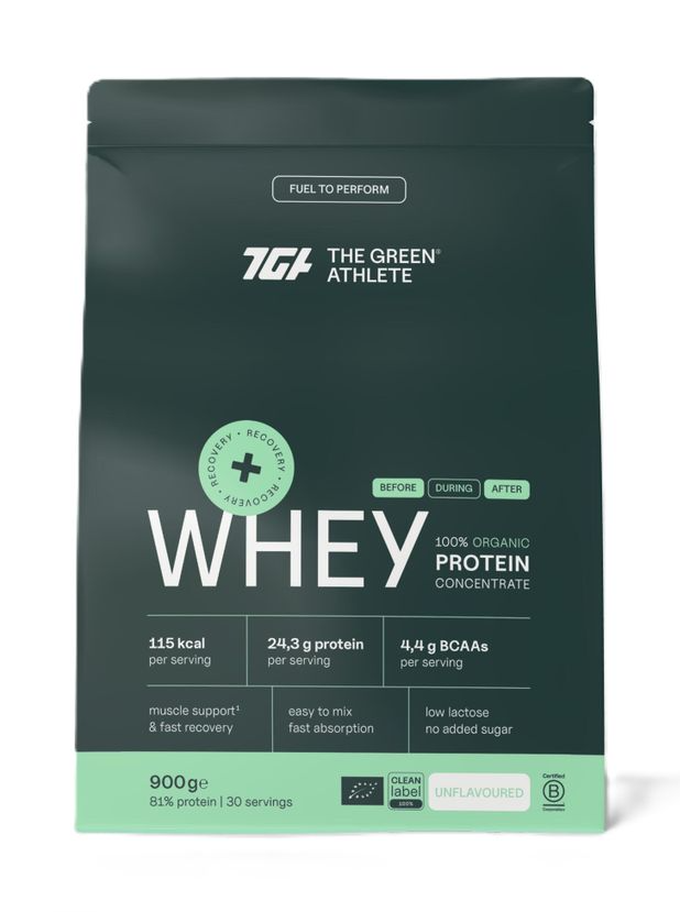 The Green Athlete Whey Protein Concentrate Unflavoured Bio Poeder