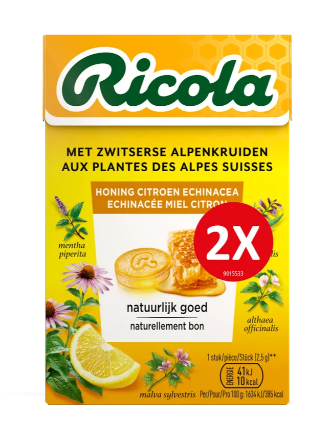 Ricola Keelpastilles Honing Citroen Echinacea
