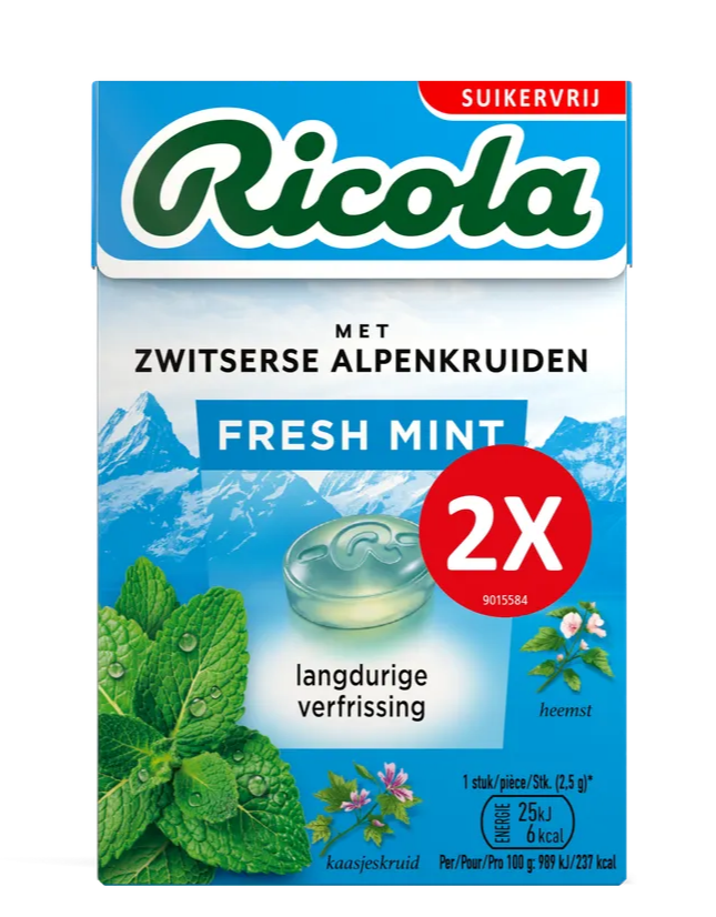 Ricola Keelpastilles Fresh Mint Suikervrij
